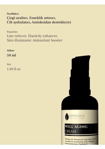 Cildin Doğal Gençlik Görünümünü Yeniden Canlandırmak Için Geliştirilmiş Anti-Aging Krem 50 ml fiyatları