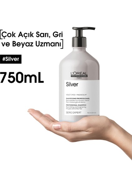 Serie Expert Silver Sarı, Gri ve Beyaz Saçlar Için Üstün Renk Koruma Özelliğ Mor Şampuan 750 ml