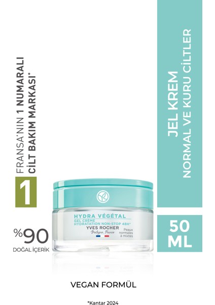 Normal ve Kuru Ciltleri 48 Saat Boyunca Nemlendirici ve Cilde Işıltılı Görünüm Veren Jel Krem 50ML