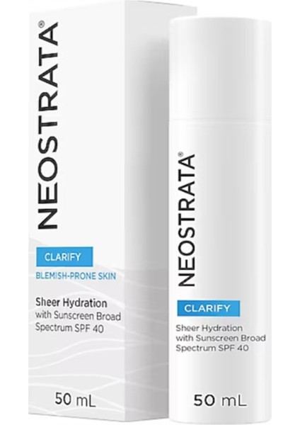 Yeni Yağlı Ciltler Için SPF40+ Güneş Koruyuculu Nemlendirici Krem 50 ml Clarify Sheer Hydration