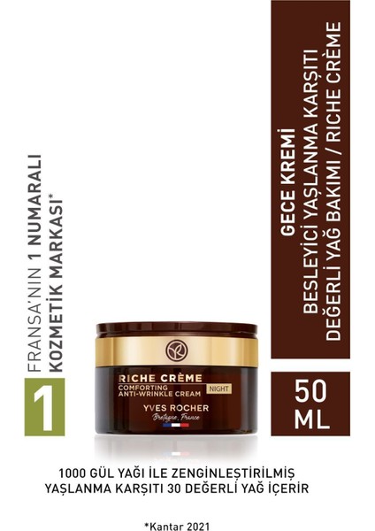 Yeni Yaşlanma Karşıtı Besleyici ve Yenileyici Özellikli Riche Creme Gece Kremi 50 ml