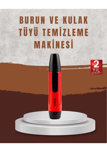 Raks Leo Burun Kulak Tüy Alma Makinesi 45 Dk Şarj Süreli Kırmızı