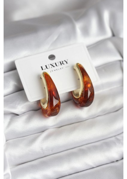 Bfs Pirinç Gold Renk Kahverengi Vintage Kadın Küpe