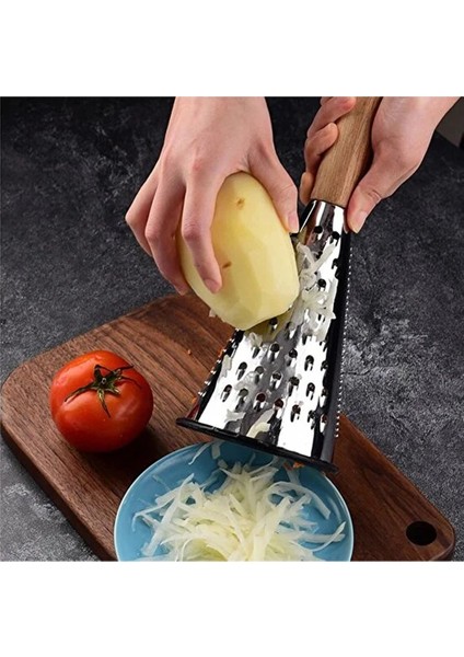 Çelik Lüks Paslanmaz Çelik Konik Rende Bambu Saplı ROYALEKS-RND03