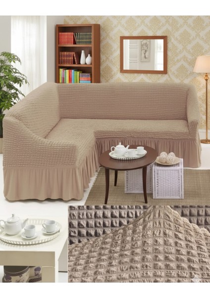 Bürümcük Etekli L Köşe Koltuk Örtüsü, Lastikli, Esnek, Standart 350CM’LI 1 Adet Kılıf