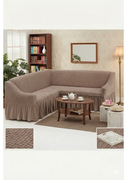 Bürümcük Etekli L Köşe Koltuk Örtüsü, Lastikli, Esnek, Standart 350CM’LI 1 Adet Kılıf