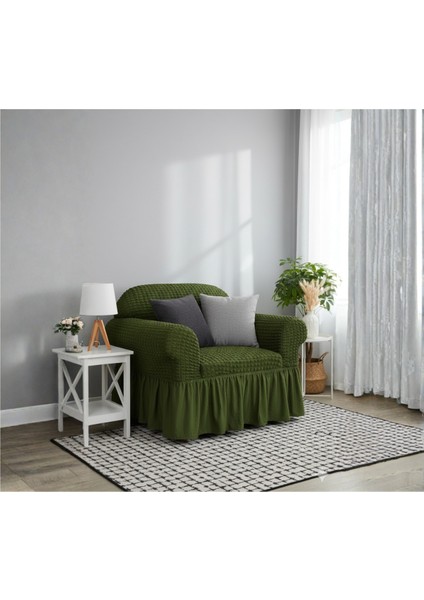 Bürümcük Tek Kişilik Koltuk Kılıfı, Berjer Örtüsü, Lastikli, Esnek, Etekli (1 Adet)