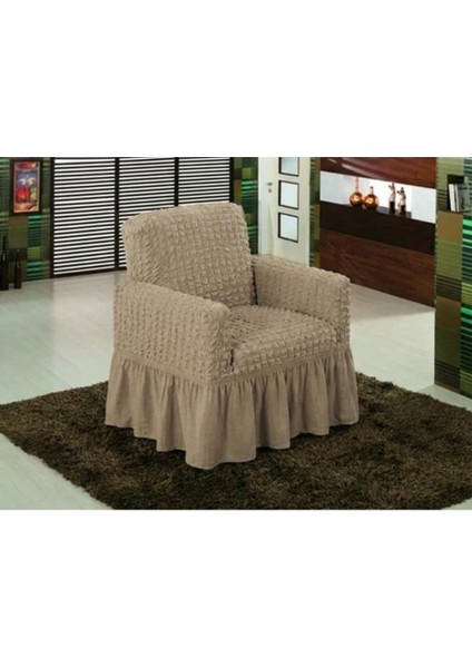 Bürümcük Tek Kişilik Koltuk Kılıfı, Berjer Örtüsü, Lastikli, Esnek, Etekli (1 Adet)