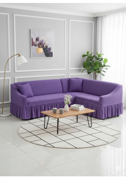 Bürümcük Etekli L Köşe Koltuk Örtüsü, Lastikli, Esnek, Standart 350CM’LI 1 Adet Kılıf