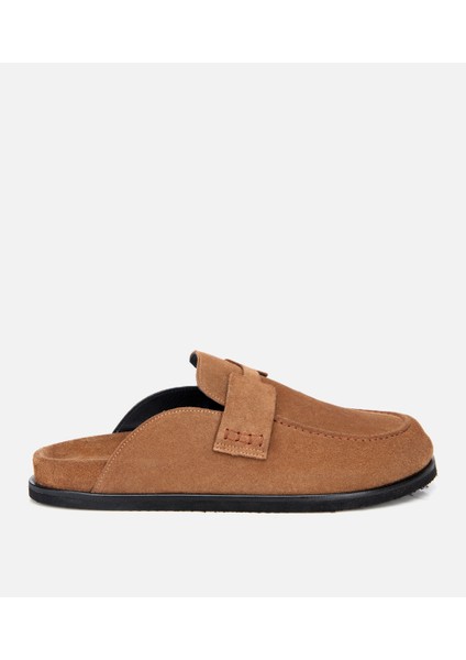 02TEH317530A340 ERKEK Süet Taba Kahverengi Düz Terlik