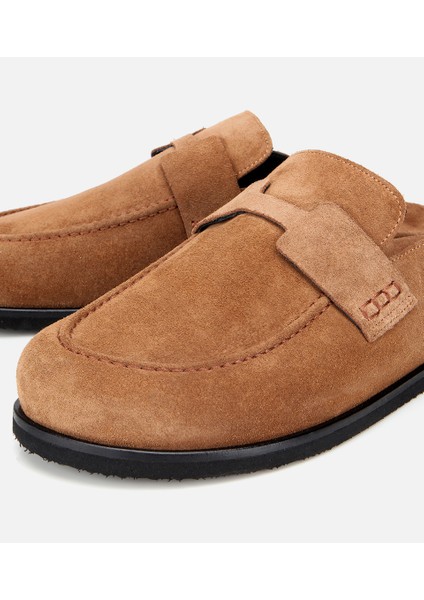02TEH317530A340 ERKEK Süet Taba Kahverengi Düz Terlik modelleri