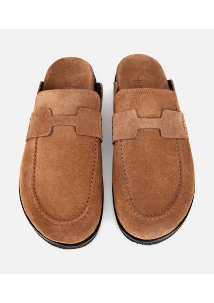 02TEH317530A340 ERKEK Süet Taba Kahverengi Düz Terlik