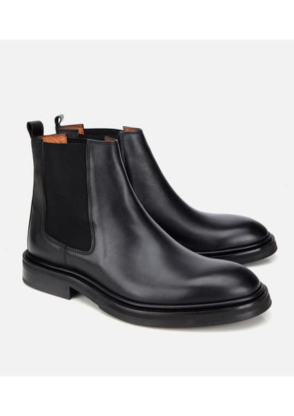 02BOH312260A100 ERKEK Deri Siyah Lastik Detaylı Chelsea Bot fiyatları