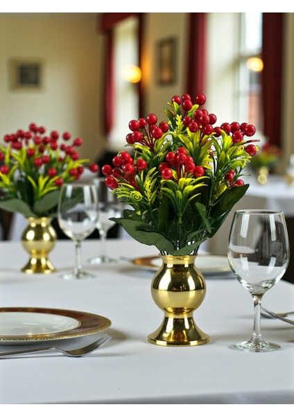 Yapay Kokina Demeti 12 Dallı Yılbaşı Ev Dekorasyon Yapay Çiçek 45 cm Dekoratif Çiçek Kırmızı fiyatları