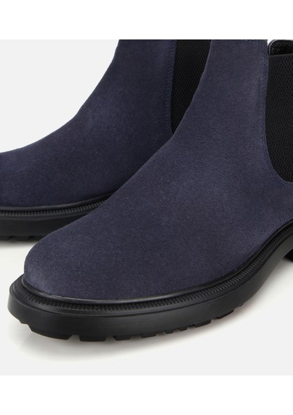 02BOH318160A680 ERKEK Süet Deri Lacivert Lastik Detaylı Chelsea Bot modelleri