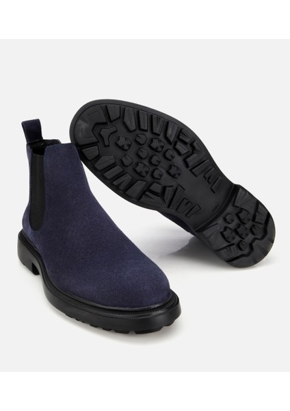 02BOH318160A680 ERKEK Süet Deri Lacivert Lastik Detaylı Chelsea Bot