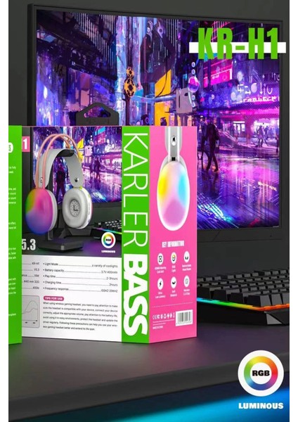 Krh1 Rgb Kafaüstü Kablosuz Kulaklık - SIYAH-(5796) fiyatları