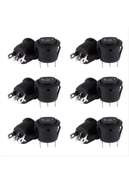 12 x Ac 6A/250V 10A/125V 3 Pın Spdt Açık/kapalı/açık 3 Konum Yuvarlak Tekne Rocker Anahtarı (Yurt Dışından)