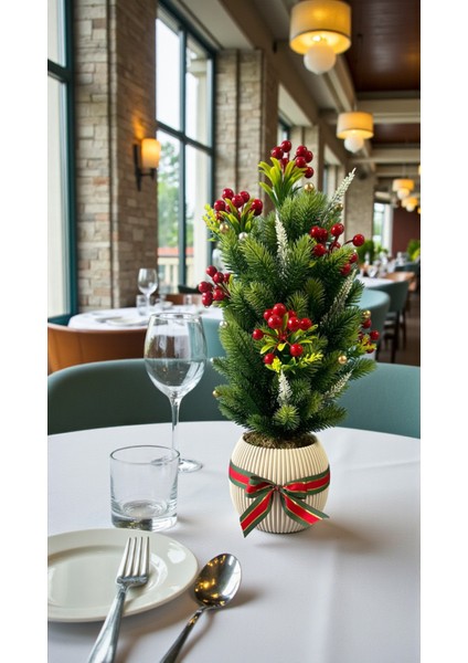 Yapay Çam Ağacı ve Kokinalar Özel Tasarım 55 cm Yılbaşı Ev Dekorasyon Plastik Saksı Yapay Çiçek fiyatları