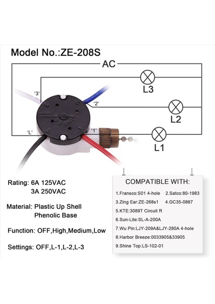 2x Tavan Fan Anahtarı Kiti 3 Hızlı 4 Tel Fan Anahtarı Hız Kontrol Anahtarı ZE-208S Halat Bronzlu Tel Anahtarını Çekme (Yurt Dışından) indirimleri