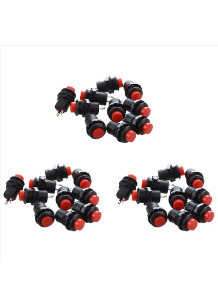 30 Pcs Mandal Etme Spst Yuvarlak Kırmızı Push Düğmesi Anahtarı Ac 125V 3A (Yurt Dışından)