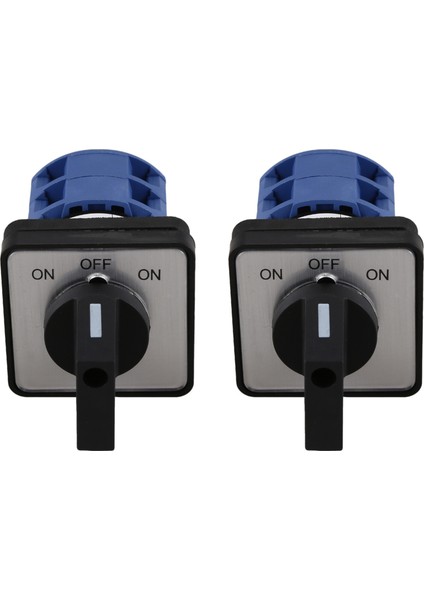 2x AC660V 25A 2 Kutuplu 3 Konumlu Anlık Plastik Döner Değişim Anahtarı Mavi+Siyah (Yurt Dışından)