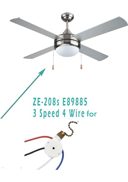 2pcs Tavan Fan Işıkları Switch Zingear ZE-208S E89885 3 Hız 4 Tel Fan Anahtarı Çekme Zinciri Fan Işıkları Anahtarı Bronz (Yurt Dışından) modelleri