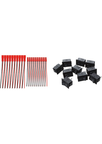 10 Pcs Spst Mini Siyah 2 Pin Rocker Anahtarı Ac 125V 10A 250V 6A 10 Çiftli 2 Pin Jst Fiş Soket Konnektörü (Yurt Dışından)