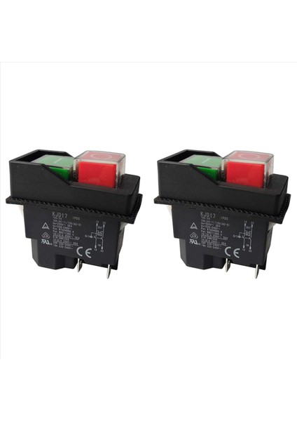2x Elektromanyetik Anahtarlar Bahçe Araçları Için Pushbutton Anahtarları KJD17 220V 4 Pın -Termınals (Yurt Dışından)