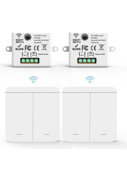 2pcs Kablosuz Işık Duvar Anahtarı Rf 433MHZ Röle Alıcı 2x 2gang Panel Anahtarı LED Lamba Için LED Uzaktan Kumanda (Yurt Dışından) fiyatları