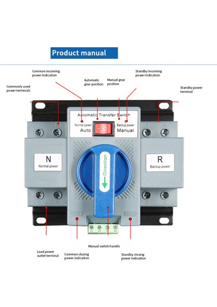 2p 63A 230V Mcb Tipi Çift Güç Otomatik Aktarım Anahtarı Ats Nominal Voltaj 230V Nominal Frekans 50/60Hz (Yurt Dışından) fırsatları