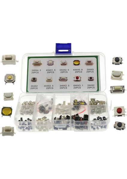 250PCS Araba Uzaktan Kumanda Anahtar Anahtarı Onarım Küçük Anahtar Dokunsal Itme Düğmesi Anahtarları Bileşen Paketi Mikro Anahtarlar (Yurt Dışından)