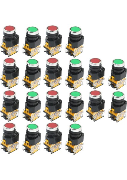 20PCS 22MM Montaj 10A 380V Dpst Kırmızı Yeşil Anlık Push Düğmesi Anahtarı (Yurt Dışından)