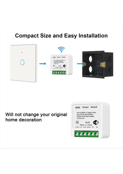 2pcs Wifi Akıllı Anahtar Işık Anahtarı Uygulama Uzaktan Kumandası Ses Kontrolü Dıy Modu Zamanlayıcı Işlevi Lan Kontrolü 2 Yollu 16A (Yurt Dışından) fiyatları