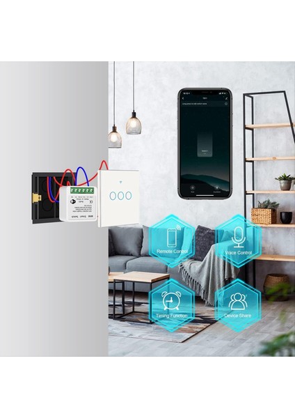 2pcs Wifi Akıllı Anahtar Işık Anahtarı Uygulama Uzaktan Kumandası Ses Kontrolü Dıy Modu Zamanlayıcı Işlevi Lan Kontrolü 2 Yollu 16A (Yurt Dışından) modelleri