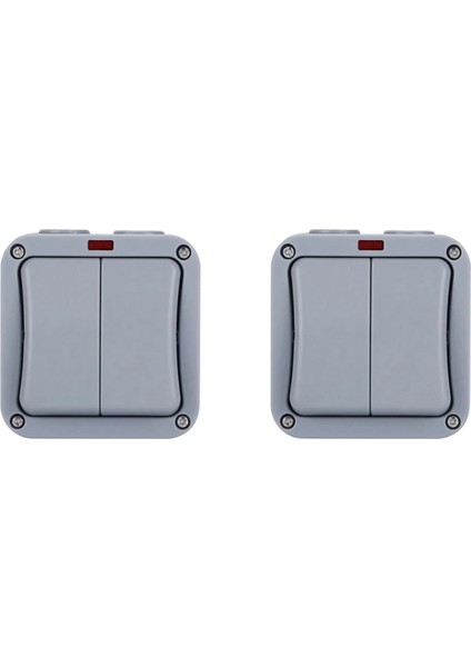 2x IP66 Duvar Elektrik Anahtarı 220V Işık Su Geçirmez Kapalı Güvenlik Düğmesi Pc Güçünde Fikaliye Gecesi (B) (Yurt Dışından)