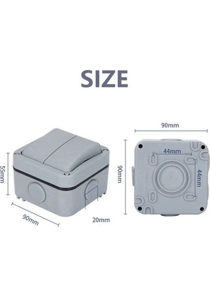 2x IP66 Duvar Elektrik Anahtarı 220V Işık Su Geçirmez Kapalı Güvenlik Düğmesi Pc Güçünde Fikaliye Gecesi (B) (Yurt Dışından) fırsatları