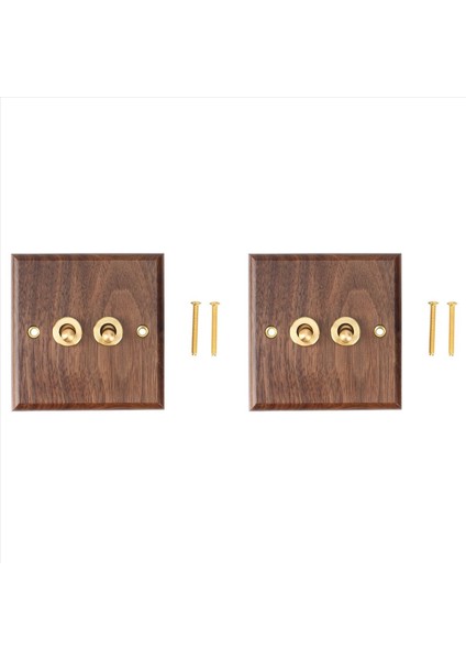 2x Retro Amerikan Endüstriyel Stil Işık Anahtarı Soketi Masif Ahşap Pirinç Geçiş Anahtarı Plakası Antik Evde Kalma Anahtarı (2) (Yurt Dışından)