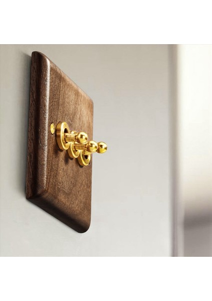 2x Retro Amerikan Endüstriyel Stil Işık Anahtarı Soketi Masif Ahşap Pirinç Geçiş Anahtarı Plakası Antik Evde Kalma Anahtarı (2) (Yurt Dışından) fiyatları