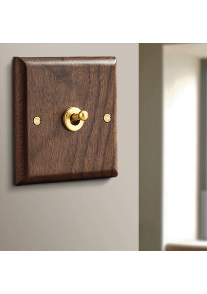 2x Retro Amerikan Endüstriyel Stil Işık Anahtarı Soketi Masif Ahşap Pirinç Geçiş Anahtarı Plakası Antik Evde Kalma Anahtarı (2) (Yurt Dışından) modelleri