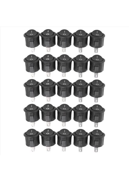 25 Pcs Spst Siyah Düğmesi Aç/kapalı Yuvarlak Rocker Anahtarı Ac 6A/125V 3A/250V (Yurt Dışından)