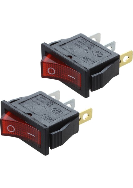 2x Rocker Anahtarı Kapalı Parlak Bipolar 28X10MM 250V 15A 3 Terminaller Kırmızı (Yurt Dışından)