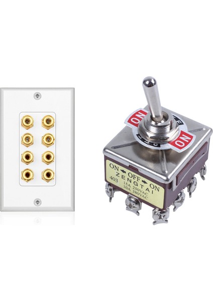 1 Adet Açma/kapama/3 Pozisyonlar 12 Pin Mandallama Geçiş Anahtarı ve 1 Adet 8 Mesaj Hoparlör Duvar Plakası Ev Sineması Duvar Plakası (Yurt Dışından)