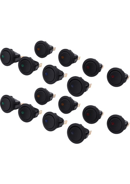 16PCS LED Dot Lıght 12V Araç Otomatik Tekne Yuvarlak Rocker Aç/kapalı Geçiş Spst Anahtarı (Yurt Dışından)