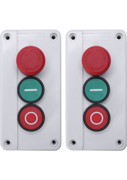 2x Nc Acil Durum Durdurma Kırmızı Yeşil Anlık Push Düğme Anahtarı Istasyonu 600V 10A (Yurt Dışından)