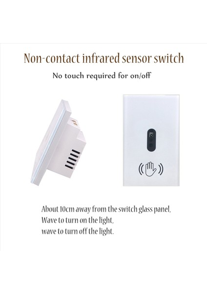 2x Akıllı Işık Anahtarı Duvar Işık Anahtarı Dalgası Kızılötesi Sensör Off On On On Us Fug&#39 Da Dokunca Elektrik Güç (Yurt Dışından) modelleri