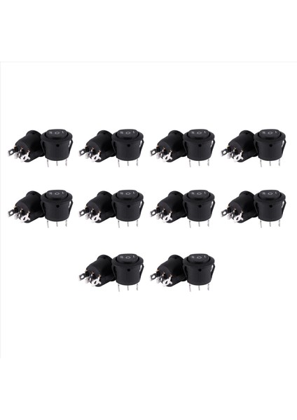 20 x Ac 6A/250V 10A/125V 3 Pın Spdt Açık/kapalı/açık 3 Konum Yuvarlak Tekne Rocker Anahtarı (Yurt Dışından)