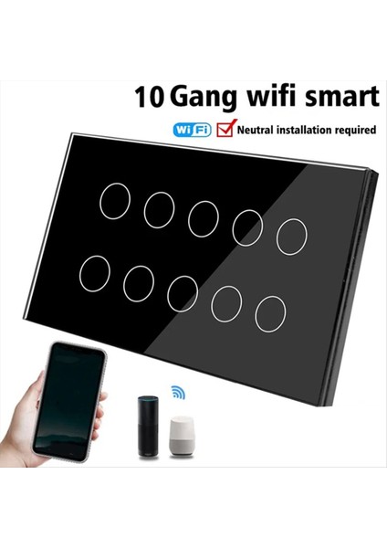 10 Yollu Tuya Wifi Akıllı Dokunmatik Işık Duvar Anahtarı Cam Panel Uygulaması Alexa Google ile Uyumlu Tüm Ev Kontrolü (Yurt Dışından) fiyatları