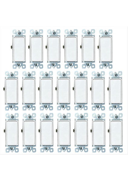 20 Paket Dekoratör Kürek Rocker Işık Anahtarı Tek Kutuplu 3 Telli Topraklama 15A 120V-277V Beyaz (Yurt Dışından)
