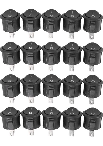 20 Pcs Spst Siyah Düğmesi Aç/kapalı Yuvarlak Rocker Anahtarı Ac 6A/125V 3A/250V (Yurt Dışından)